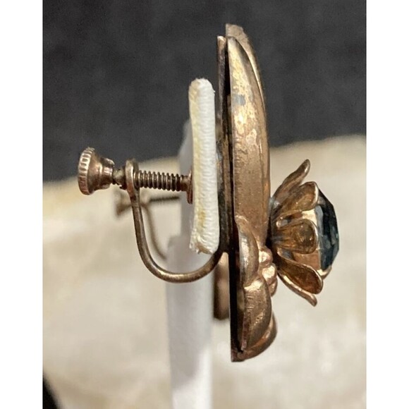 Vintage Sterling Silver 925 Blue Rhinestone Screw Back Earrings 10g 1.25'' Tall‎ - Picture 4 of 11